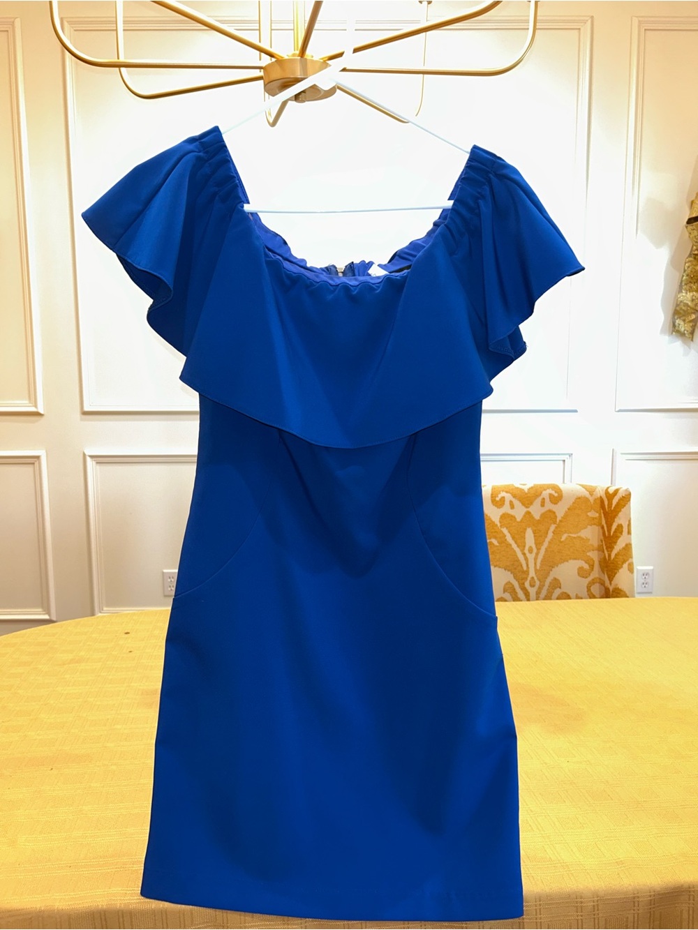 Teeze Me Royal Blue Off-Shoulder Ruffle Formal Dress for Girls